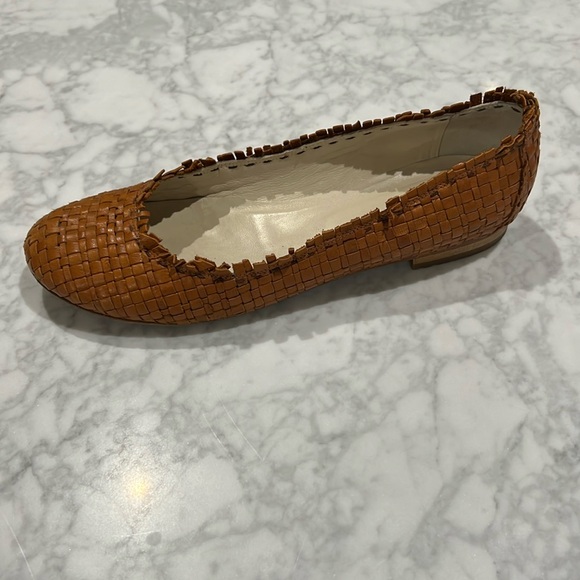 Henry Cuir Caramel Woven Leather Ballet Flats37.5